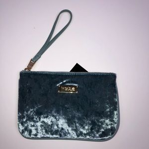 Bebe Annie Crushed Mint Velvet Wristlet